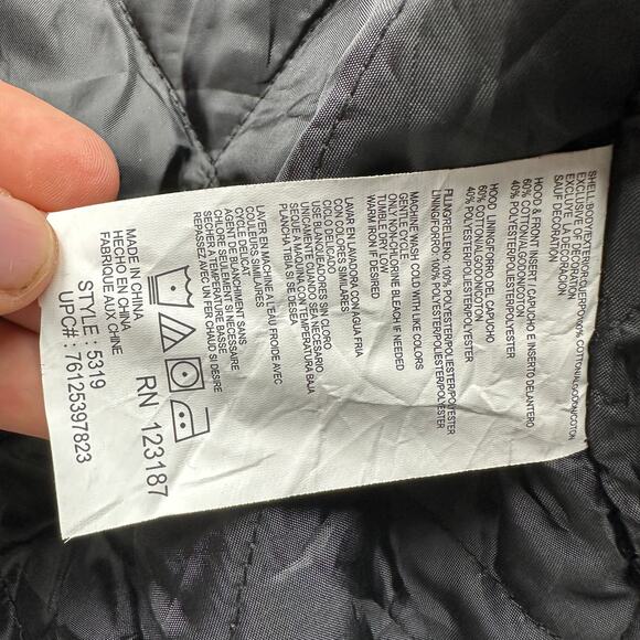 Dickies Duck Canvas Hooded Work Jacket Men 2XL Black Zip Snap Quilted Lined 5319 - Picture 6 of 10